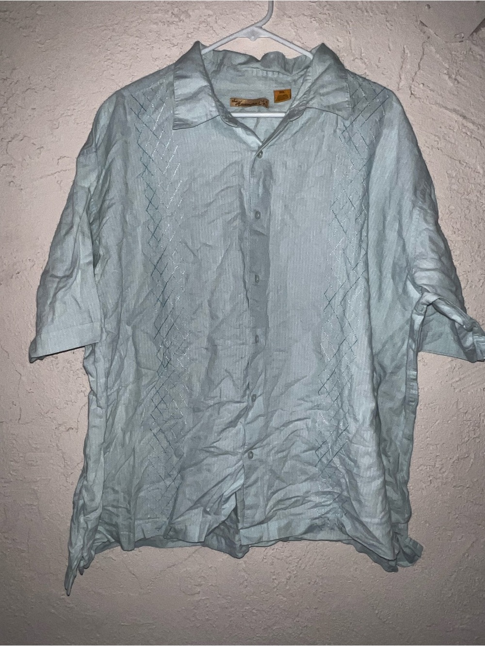 Light Blue Short Sleeve Button-Up Shirt mens 3x